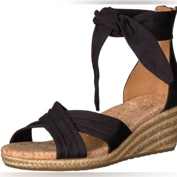 UGG® Women's 6.5 Black Traci Espadrille Wedge Sandals Heels - Picture 10 of 10